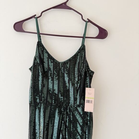 Nanette Lepore Emerald Sequin Mermaid Dress Evening Size 4 Holiday Party Evening - Picture 3 of 10